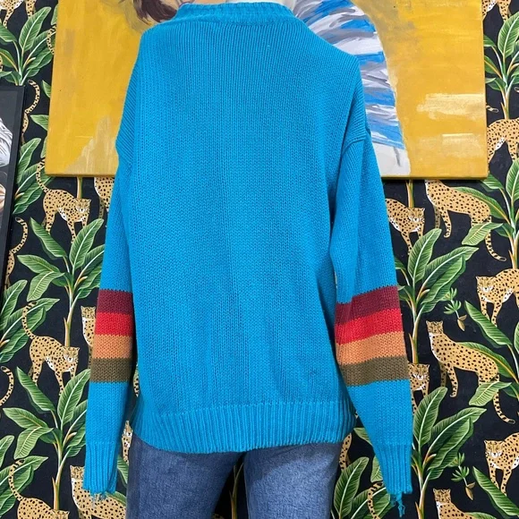 SOLD Grungy vintage southwestern knit pullover sweater OSFM - Picture 5 of 12